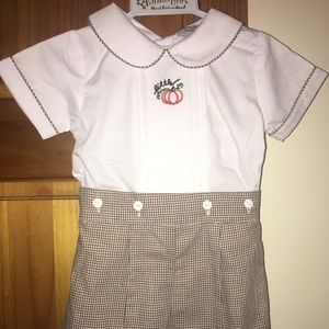 Dressie Jessie Smocking Pumpkin Outfit Size 9 mth